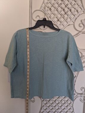 Cut Loose Elbow Sleeve Cotton Linen Jersey Top